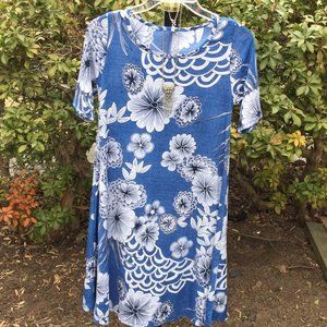 Paco Soler Blue Flowers Silver Chain A-Line Dress